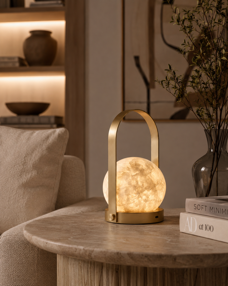 Carrie Alabaster Table Lamp (Built-in Battery)