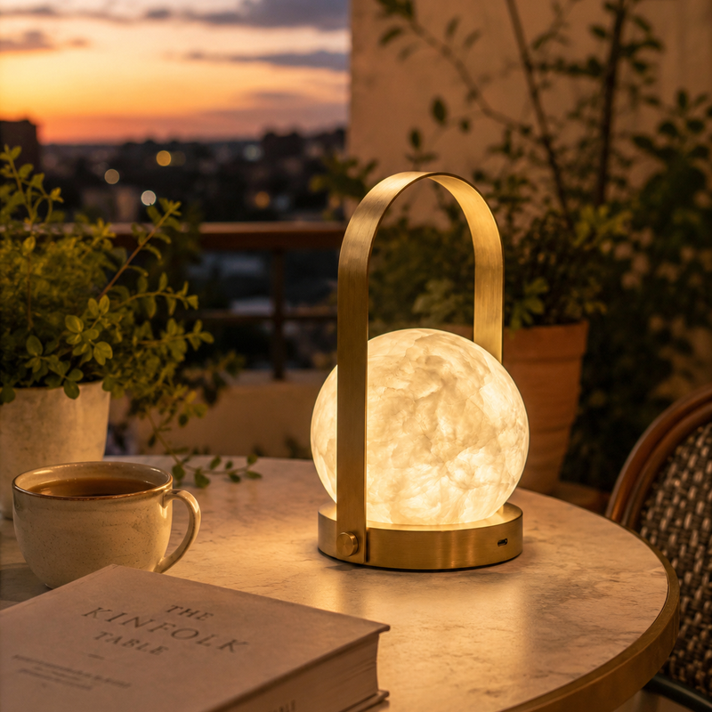 Carrie Alabaster Table Lamp (Built-in Battery)