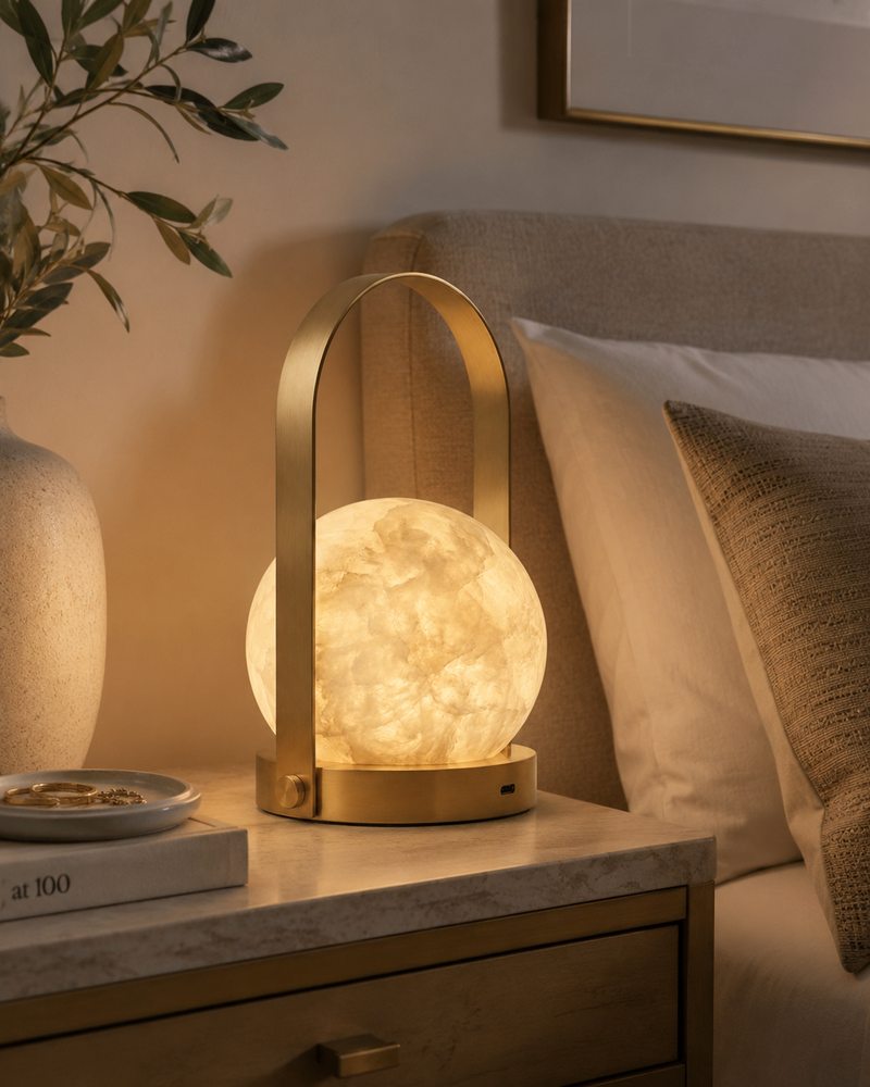 Carrie Alabaster Table Lamp (Built-in Battery)