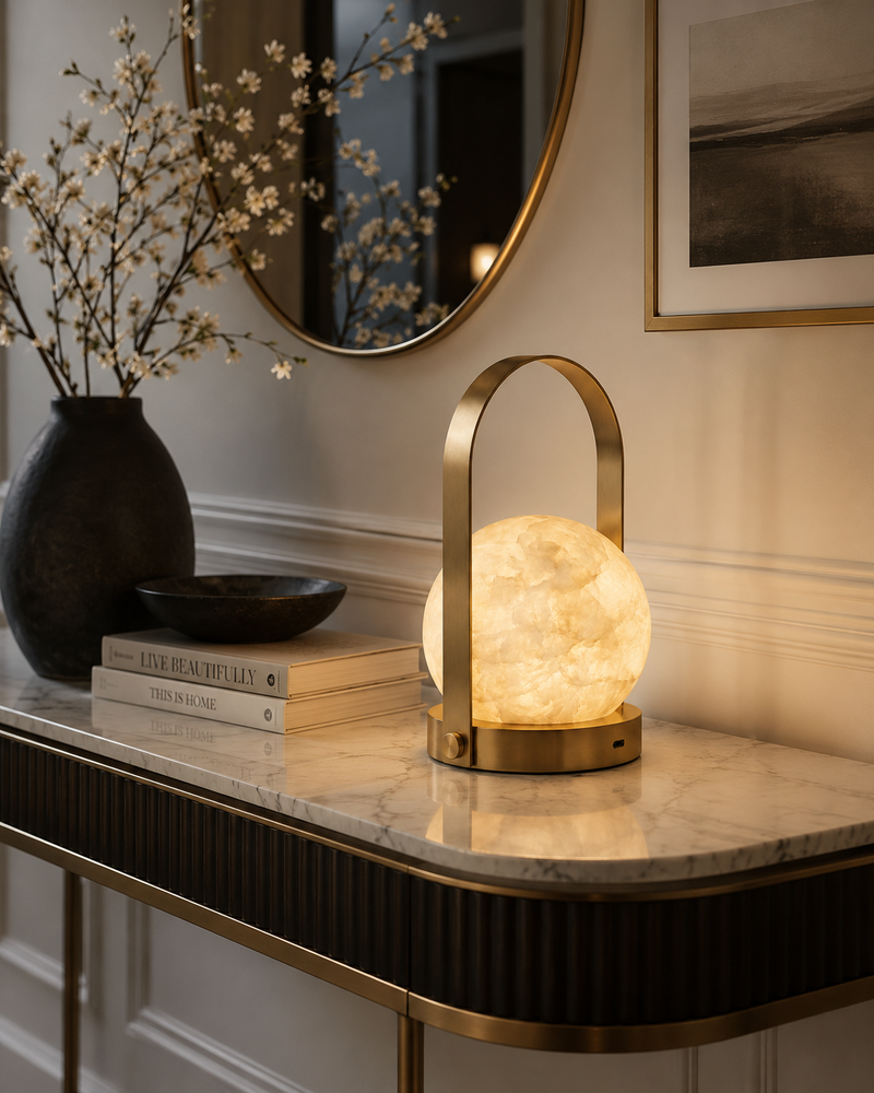 Carrie Alabaster Table Lamp (Built-in Battery)