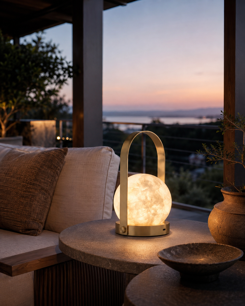 Carrie Alabaster Table Lamp (Built-in Battery)