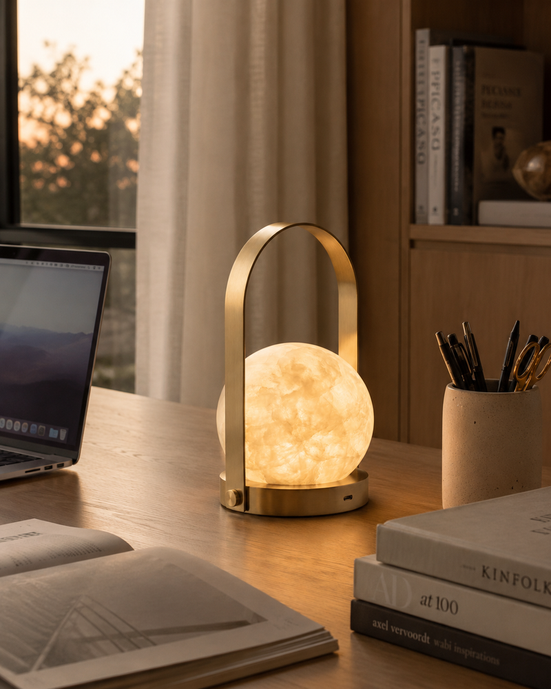 Carrie Alabaster Table Lamp (Built-in Battery)