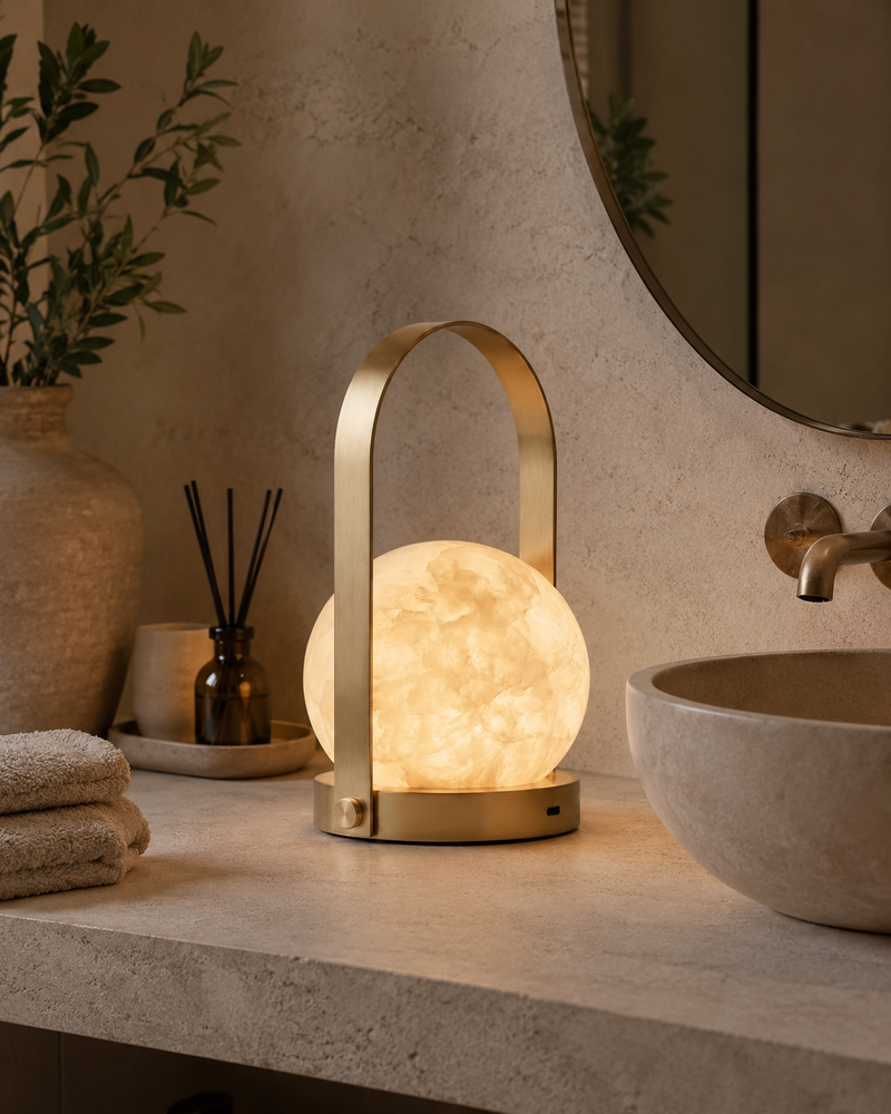Carrie Alabaster Table Lamp (Built-in Battery)