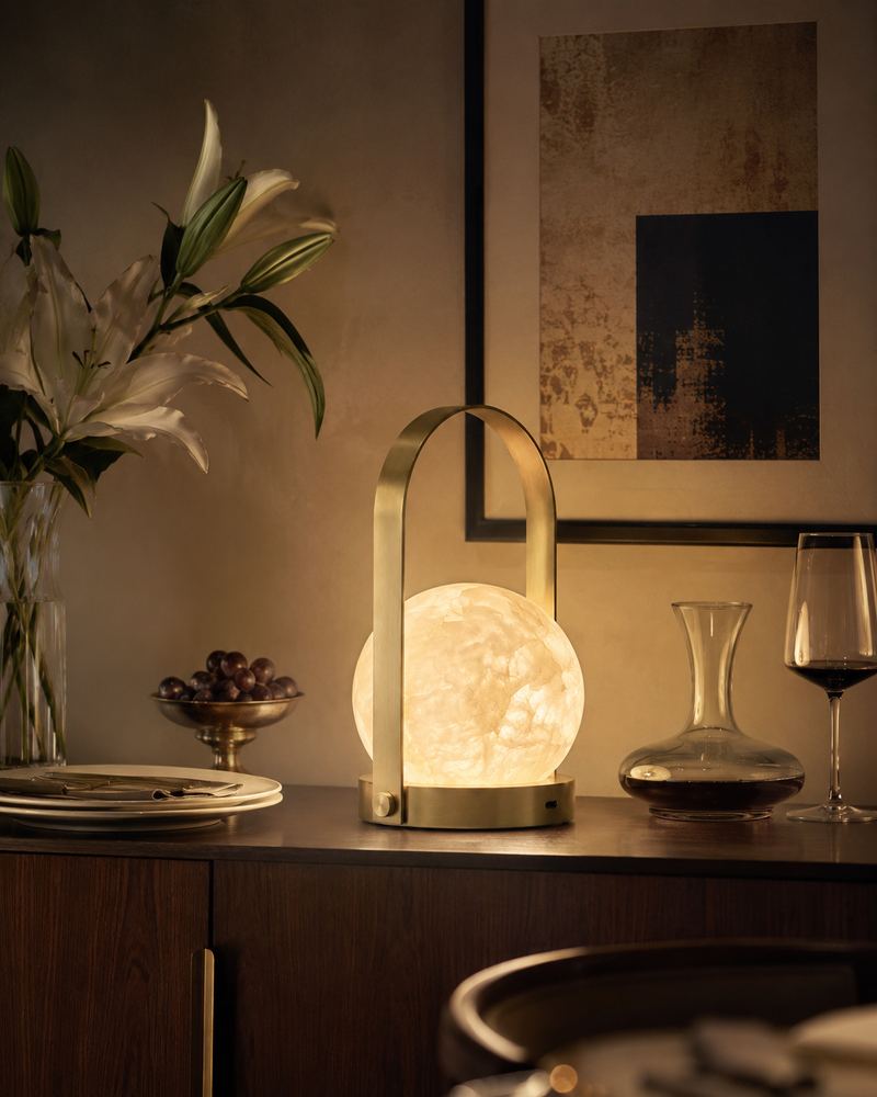 Carrie Alabaster Table Lamp (Built-in Battery)