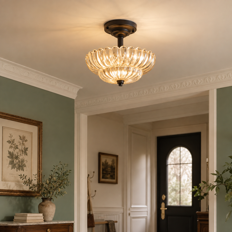 Celeste Tiered Glass Semi-Flush Mount Ceiling Lamp