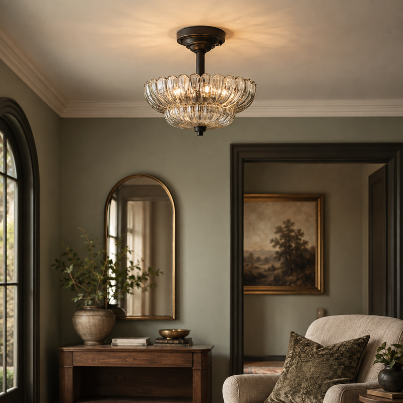Celeste Tiered Glass Semi-Flush Mount Ceiling Lamp