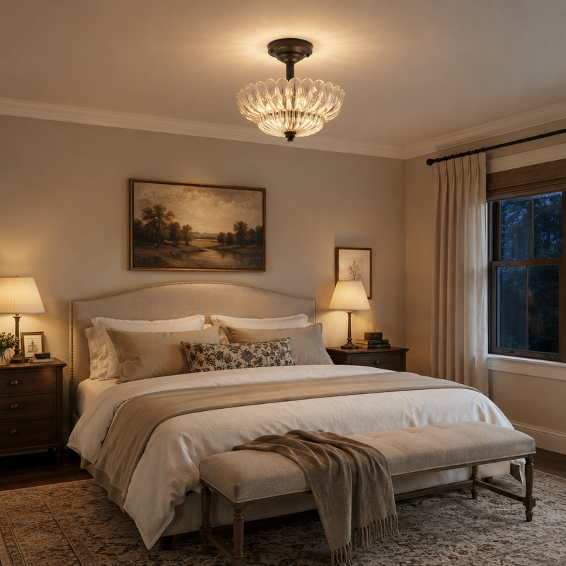 Celeste Tiered Glass Semi-Flush Mount Ceiling Lamp