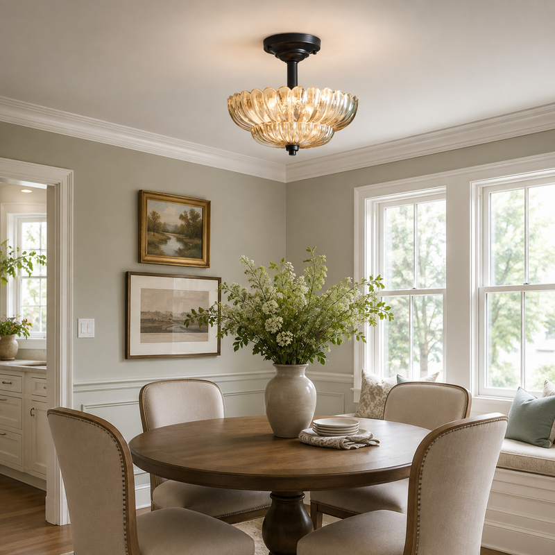 Celeste Tiered Glass Semi-Flush Mount Ceiling Lamp