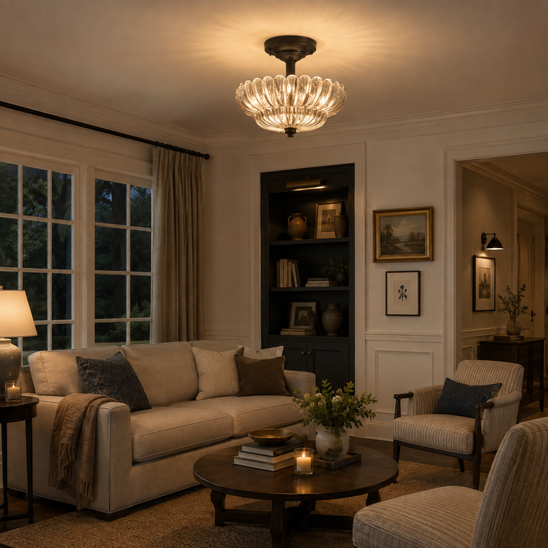 Celeste Tiered Glass Semi-Flush Mount Ceiling Lamp