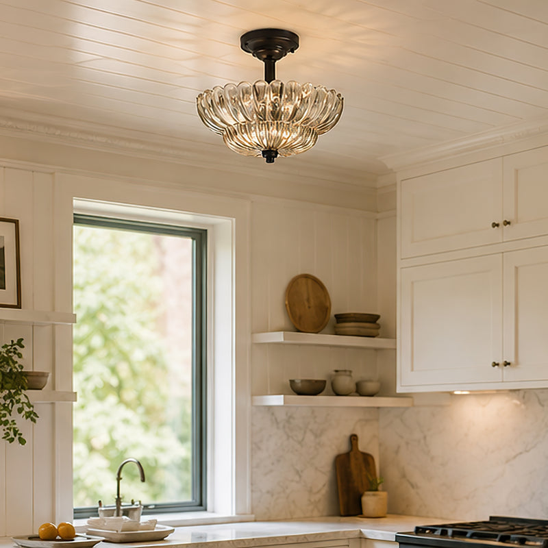 Celeste Tiered Glass Semi-Flush Mount Ceiling Lamp