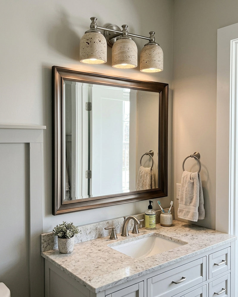 Chart Short Arm Travertine Wall Sconce