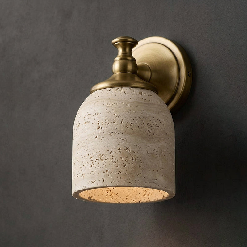 Chart Short Arm Travertine Wall Sconce