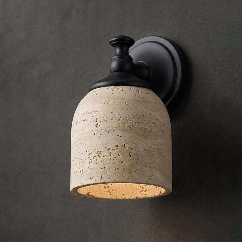 Chart Short Arm Travertine Wall Sconce