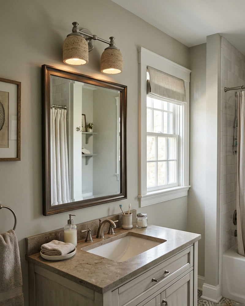 Chart Short Arm Travertine Wall Sconce