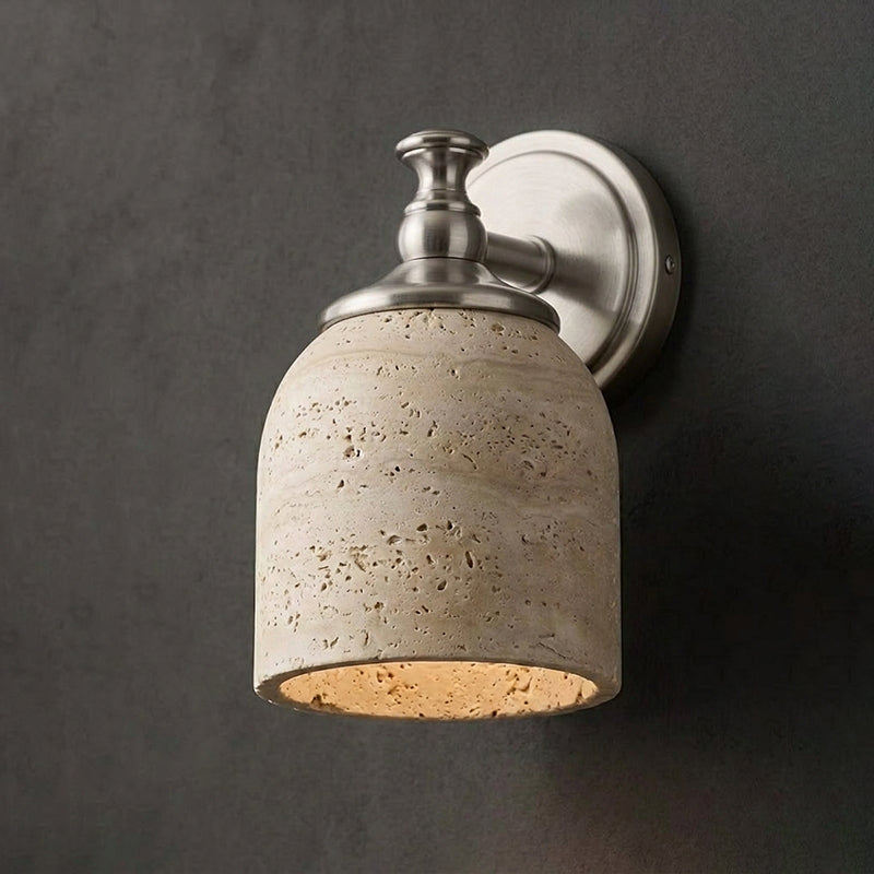 Chart Short Arm Travertine Wall Sconce