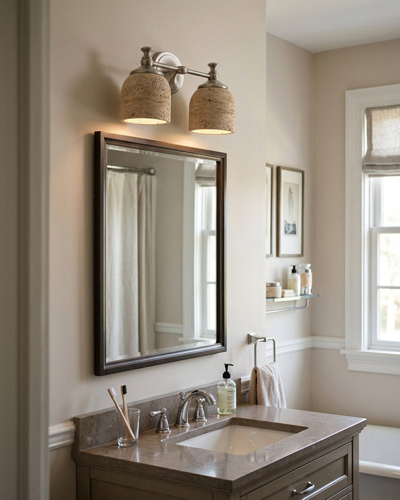 Chart Short Arm Travertine Wall Sconce