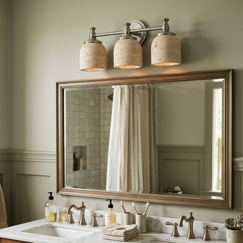 Chart Short Arm Travertine Wall Sconce