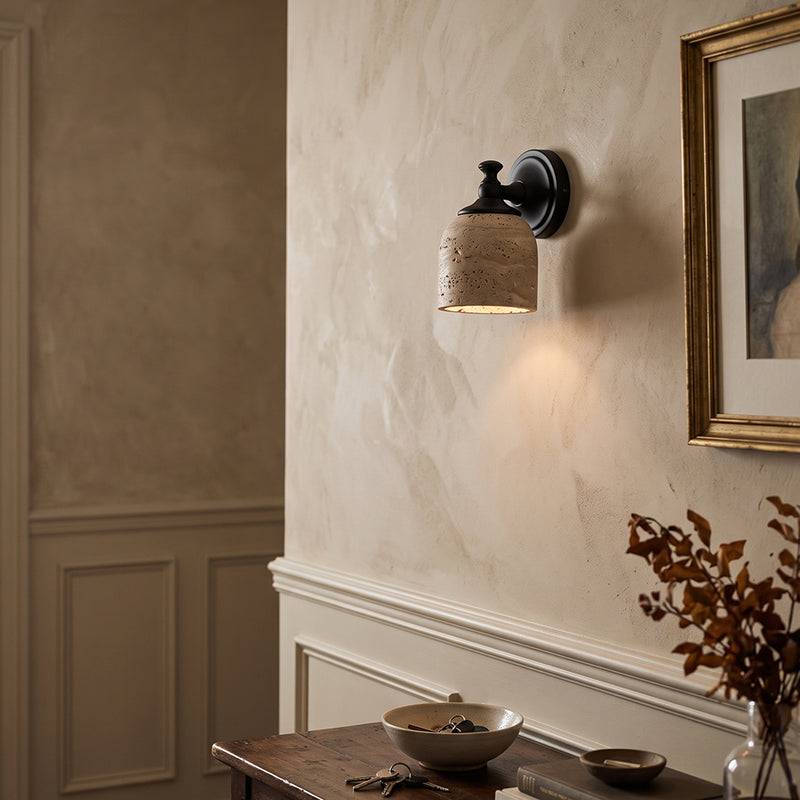 Chart Short Arm Travertine Wall Sconce