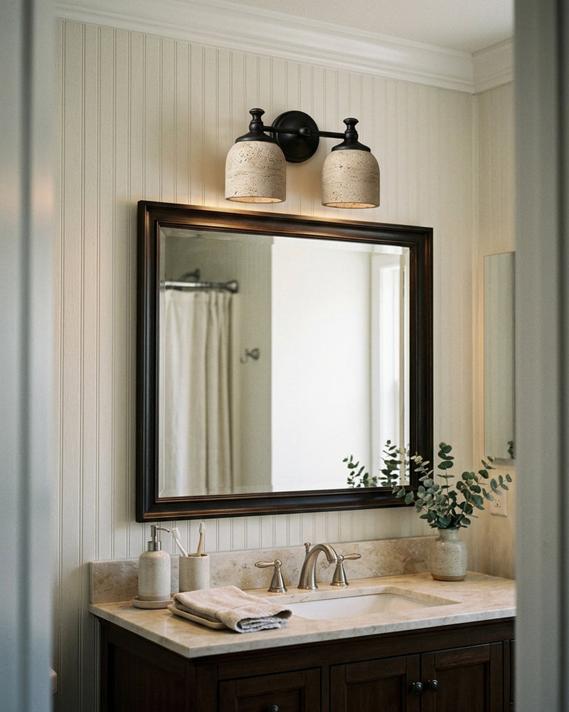 Chart Short Arm Travertine Wall Sconce