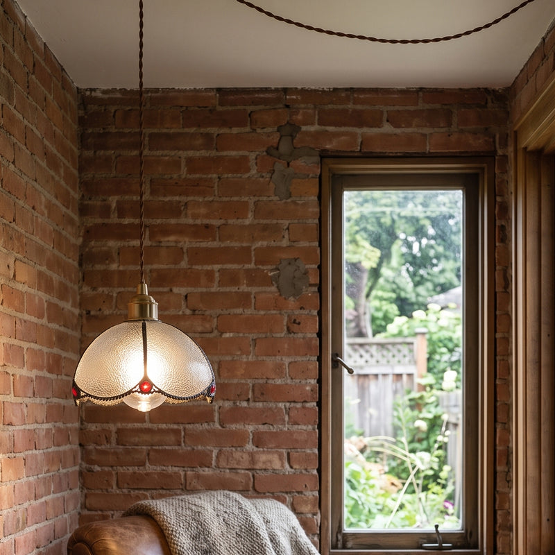 Lampe suspendue en verre teinté coloré
