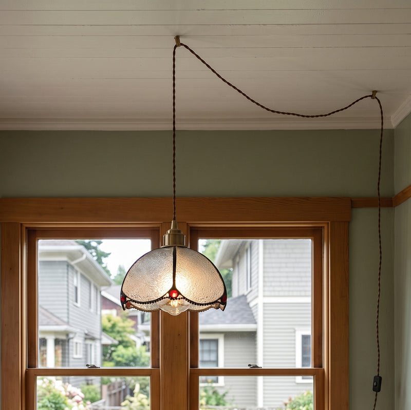 Lampe suspendue en verre teinté coloré
