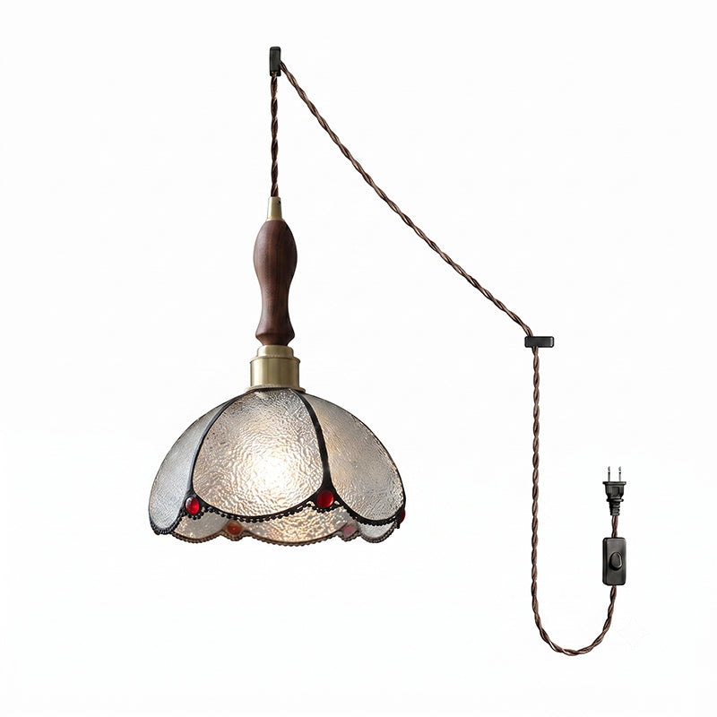 Lampe suspendue en verre teinté coloré