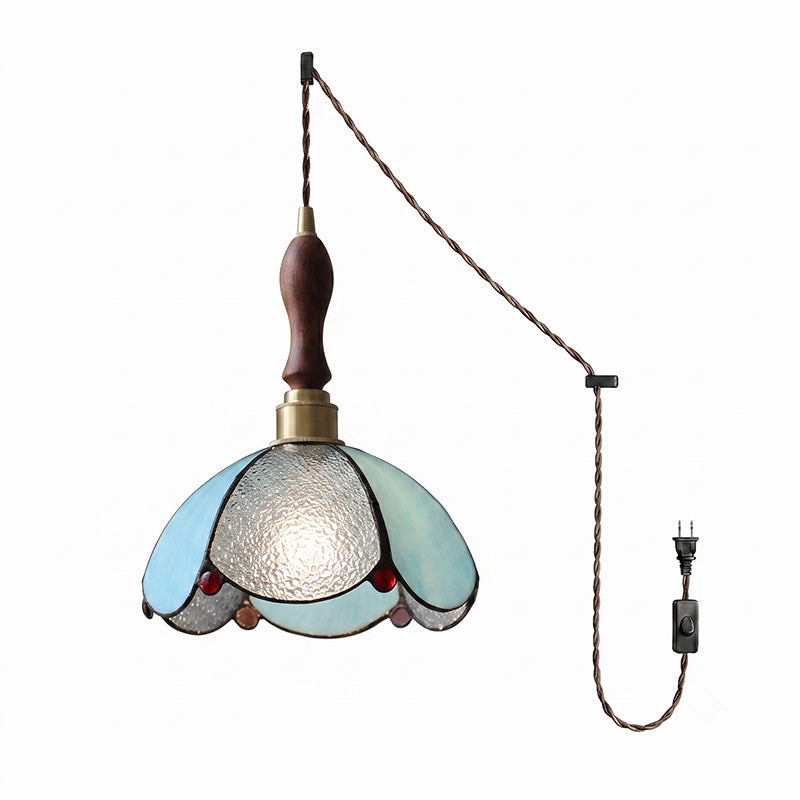 Lampe suspendue en verre teinté coloré
