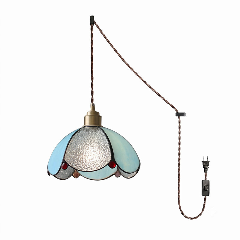 Lampe suspendue en verre teinté coloré
