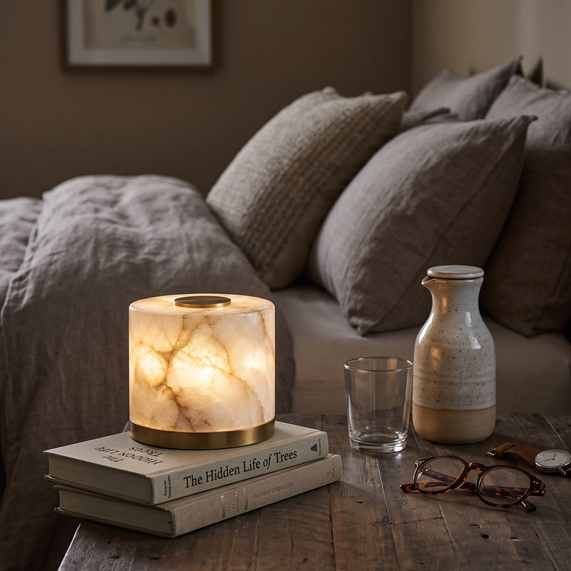 Corbin Alabaster Cylinder Table Lamp
