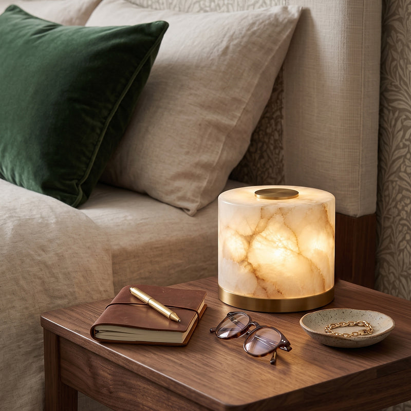 Corbin Alabaster Cylinder Table Lamp