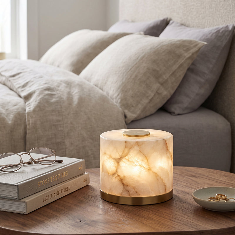 Corbin Alabaster Cylinder Table Lamp