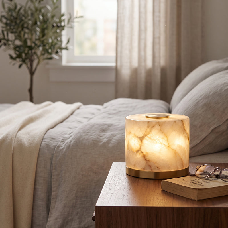 Corbin Alabaster Cylinder Table Lamp