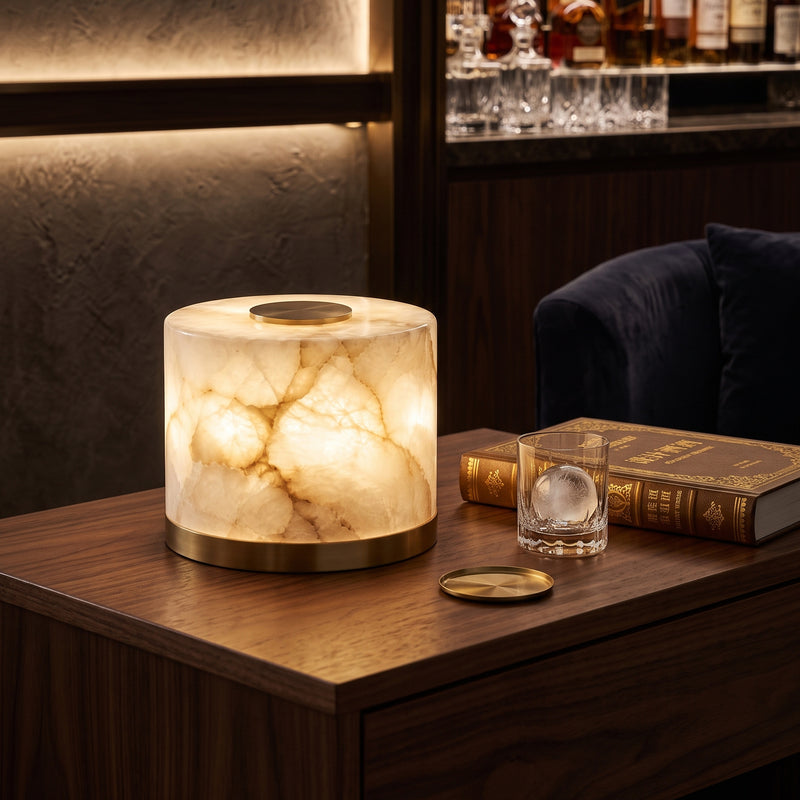 Corbin Alabaster Cylinder Table Lamp