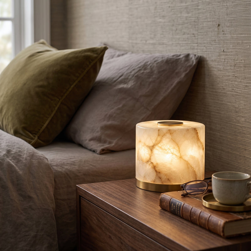 Corbin Alabaster Cylinder Table Lamp