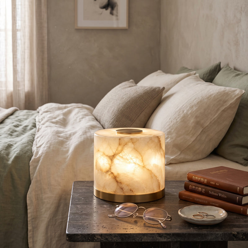 Corbin Alabaster Cylinder Table Lamp