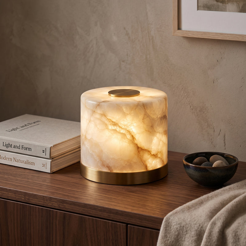 Corbin Alabaster Cylinder Table Lamp
