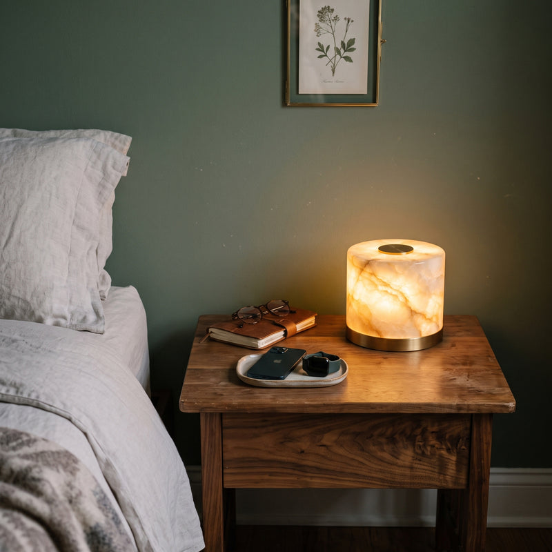 Corbin Alabaster Cylinder Table Lamp