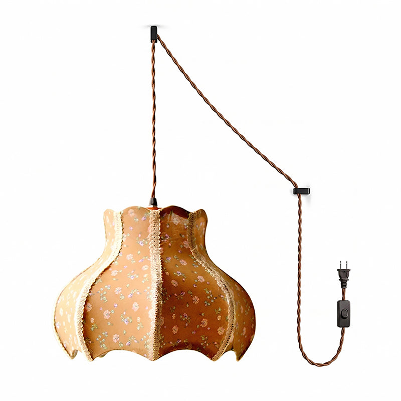 Lampe à suspension avec abat-jour en coton et lin 11,8"