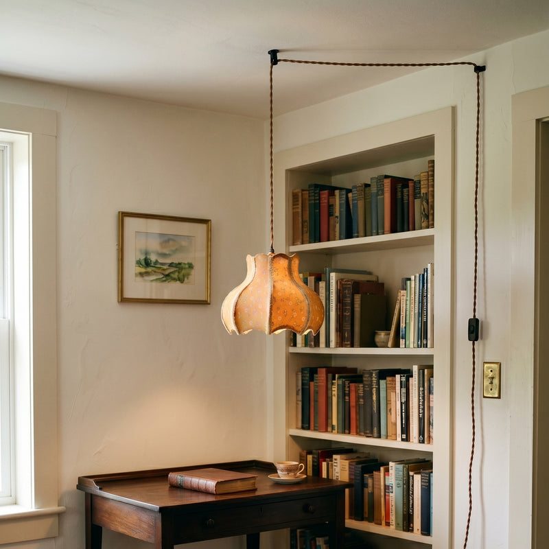 Lampe à suspension avec abat-jour en coton et lin 11,8"