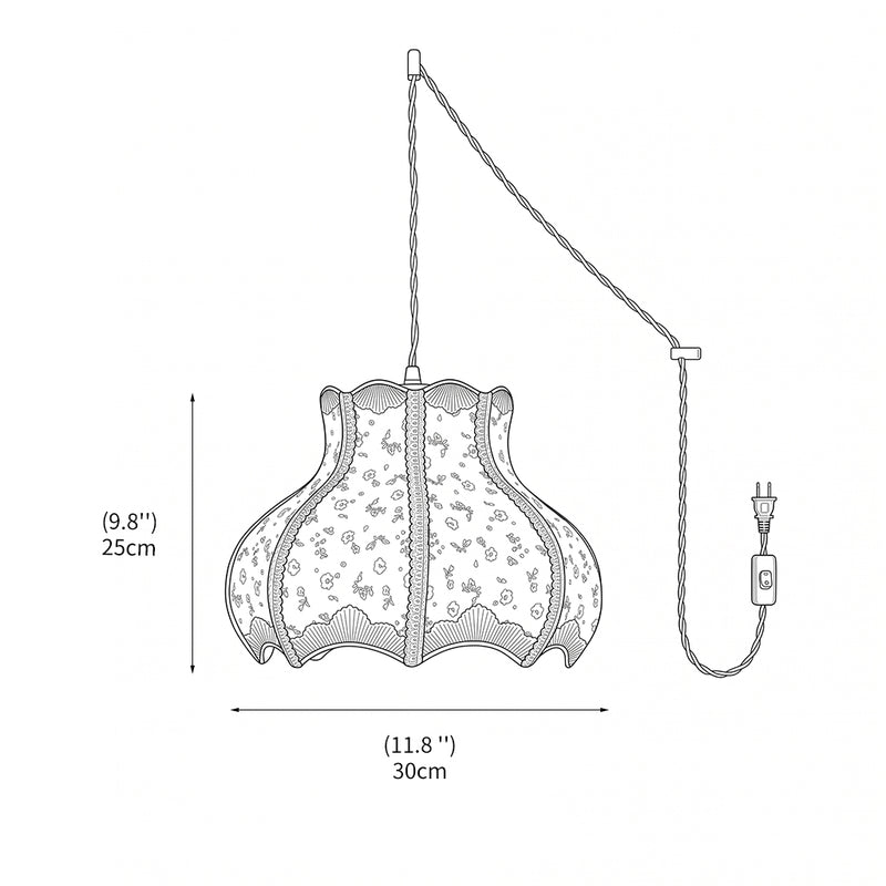 Lampe à suspension avec abat-jour en coton et lin 11,8"