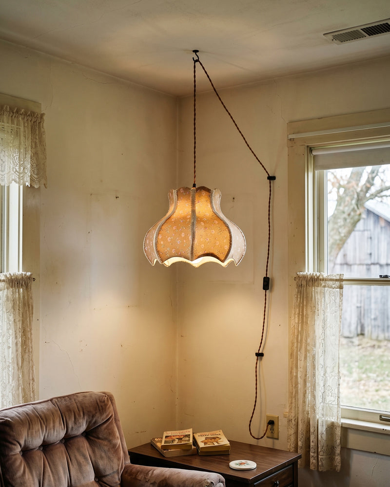 Lampe à suspension avec abat-jour en coton et lin 11,8"