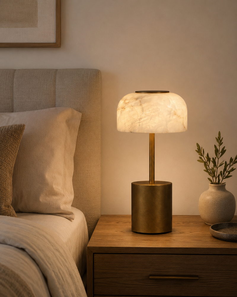 Crackle Alabaster Table Lamp (Built-in Battery)