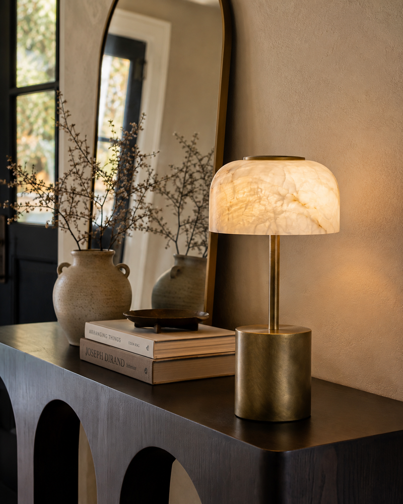 Crackle Alabaster Table Lamp (Built-in Battery)