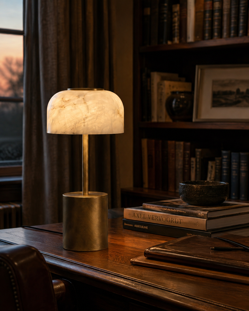 Crackle Alabaster Table Lamp (Built-in Battery)