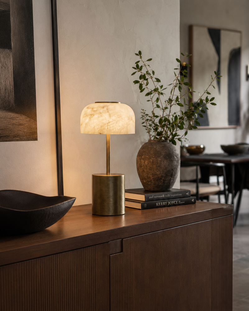 Crackle Alabaster Table Lamp (Built-in Battery)