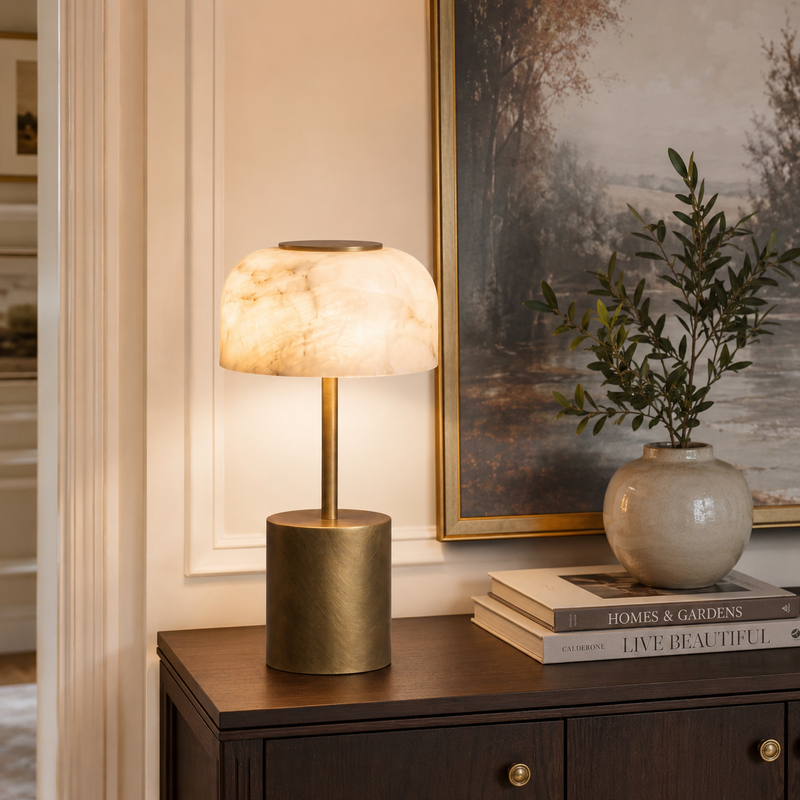 Crackle Alabaster Table Lamp (Built-in Battery)