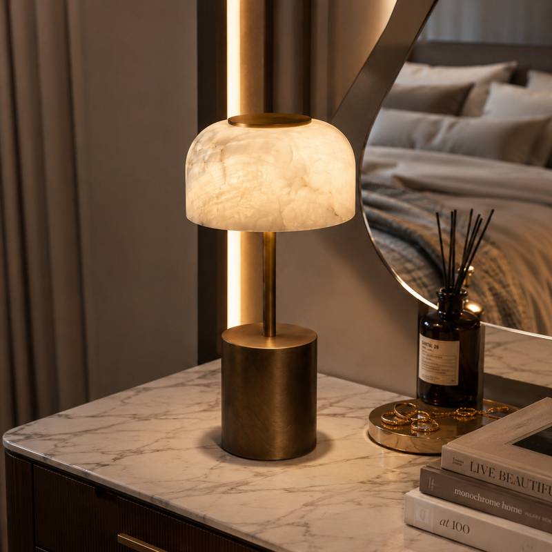 Crackle Alabaster Table Lamp (Built-in Battery)