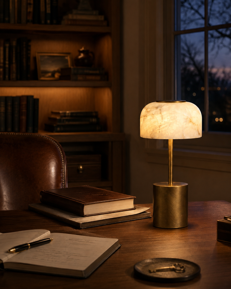 Crackle Alabaster Table Lamp (Built-in Battery)
