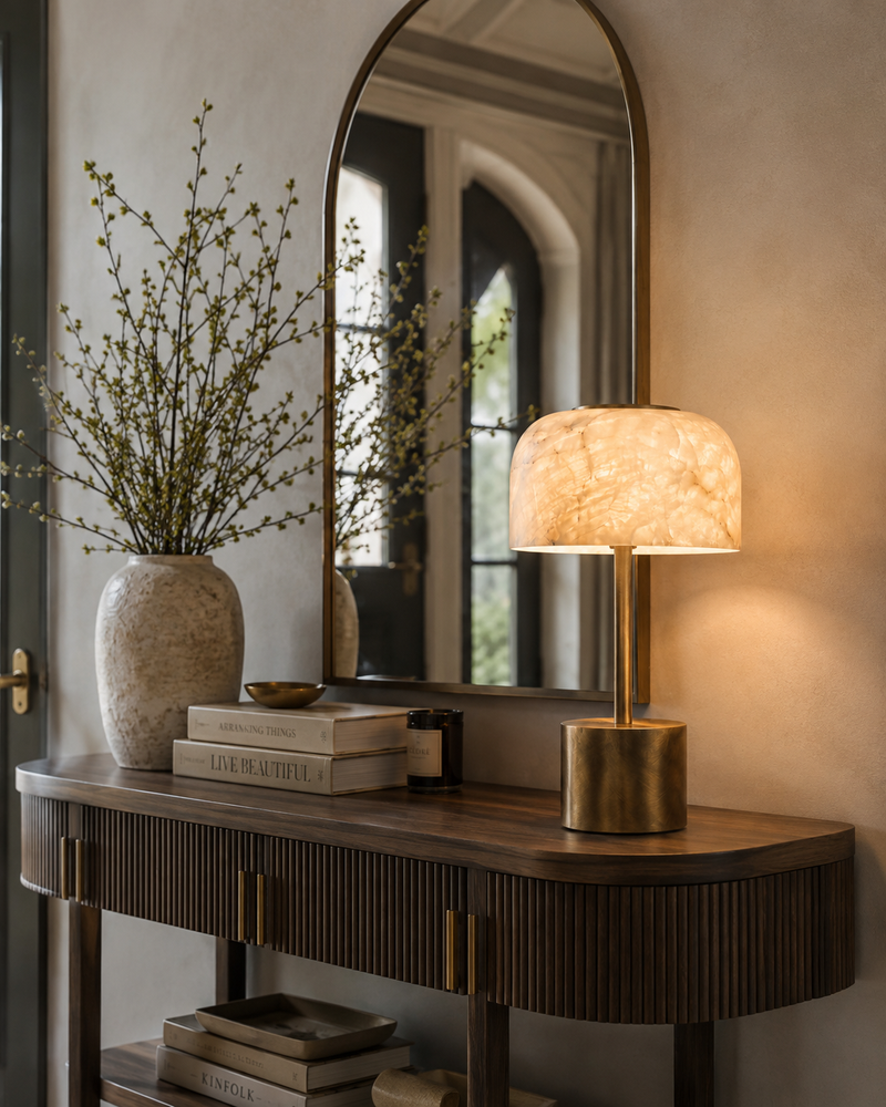Crackle Alabaster Table Lamp (Built-in Battery)