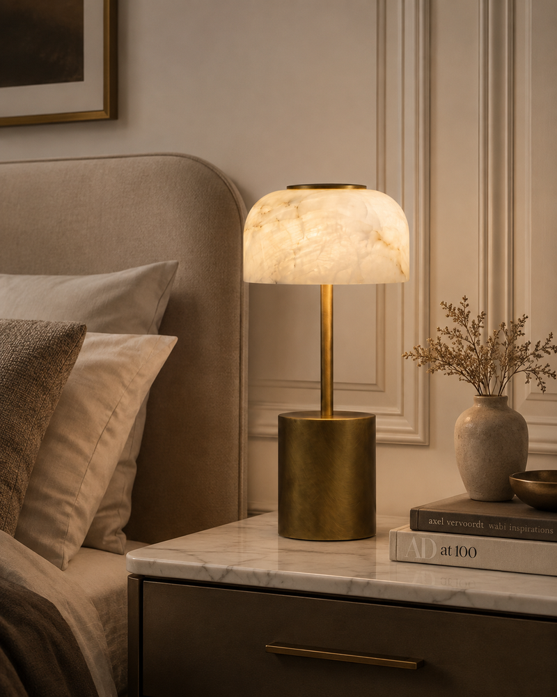 Crackle Alabaster Table Lamp (Built-in Battery)